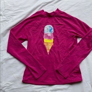 Lands End Pink Girls rash guard SZ XL(16)